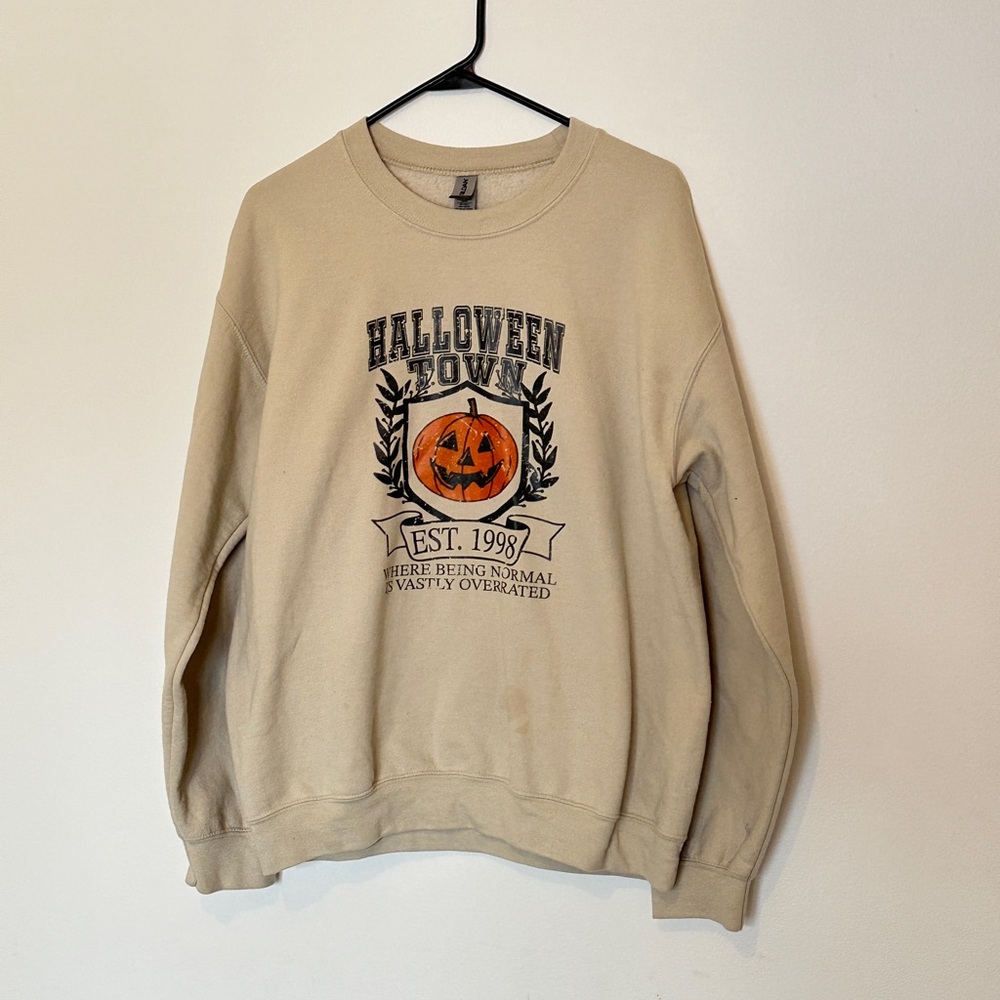 Halloween Town Graphic Sweatshirt - Beige (Size M)